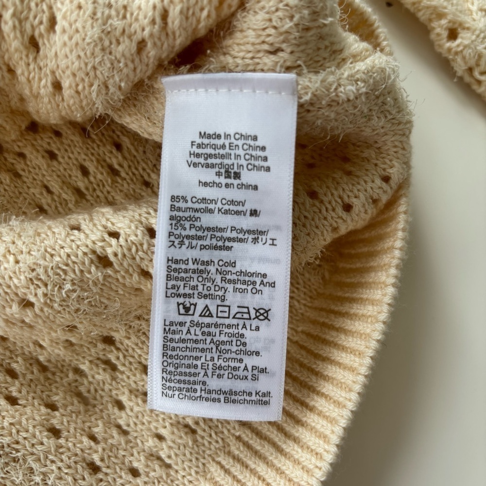 J.Crew Women's Cream Pointelle Crewneck Sweater with Fringe Size XS, NWOT - Picture 4 of 7